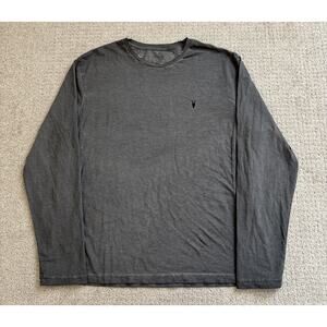 Allsaints Casa Shirt Crew Neck Long Sleeve Gray Logo Men’s Sz Large Cotton